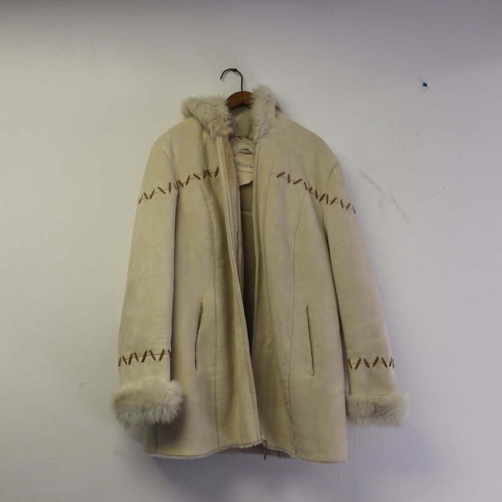 Women's 3X Vintage Faux Suede Fur Jacket With Hood 'Penmans'